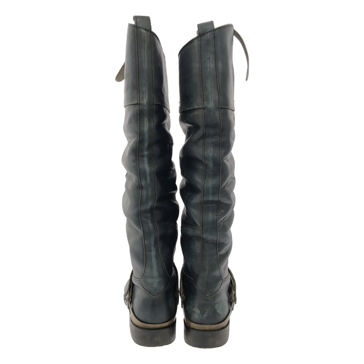 金鵝 | CHARLIE LEATHER 復古皮革長靴 | 36 |藍色 |女性的