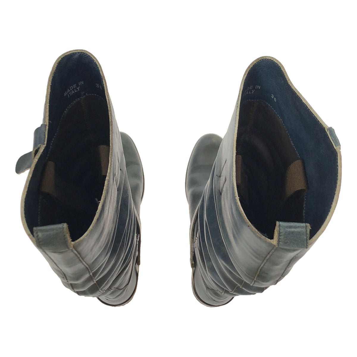 金鵝 | CHARLIE LEATHER 復古皮革長靴 | 36 |藍色 |女性的