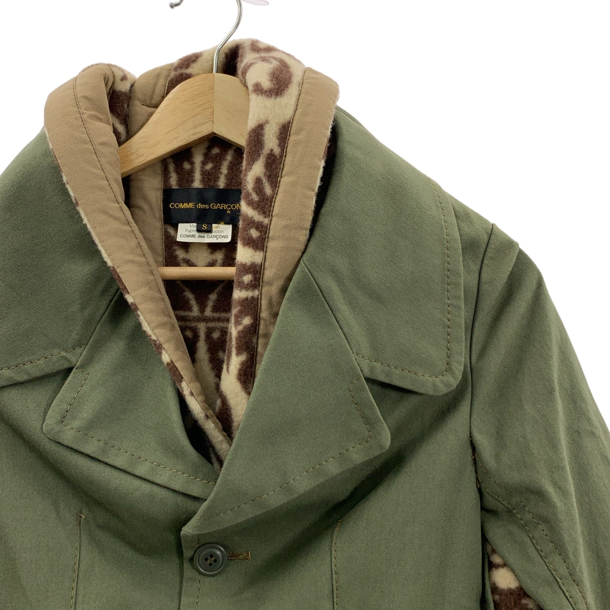 COMME des GARÇONS | 2009 秋冬 | Docking Design 羊毛印花長版外套 | S 碼 | 女款