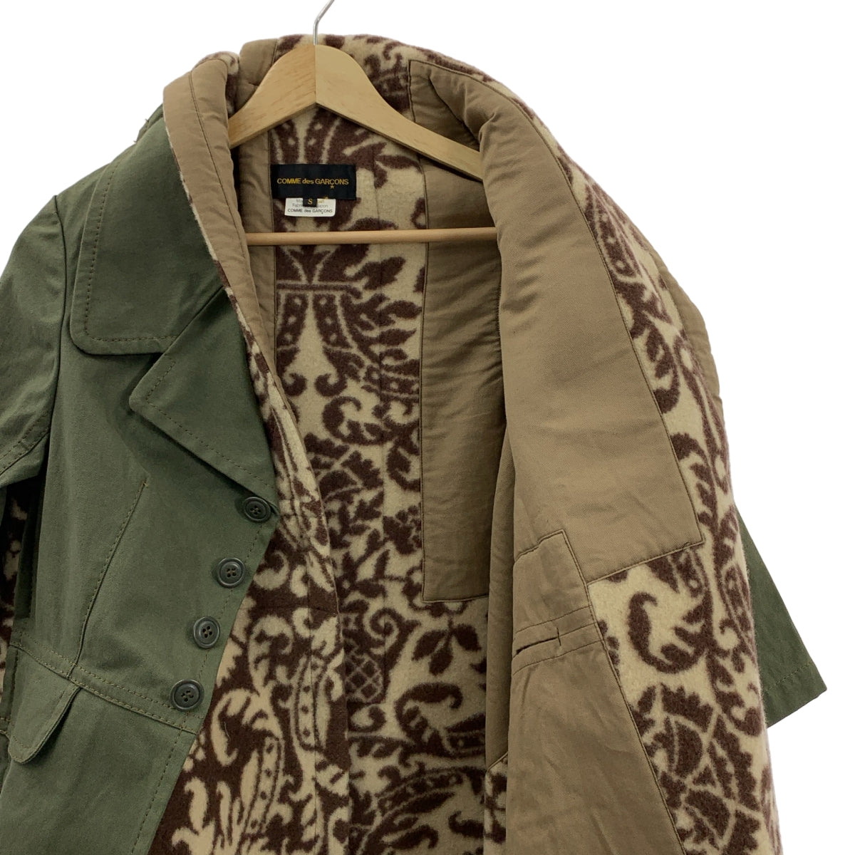 COMME des GARÇONS | 2009 秋冬 | Docking Design 羊毛印花長版外套 | S 碼 | 女款