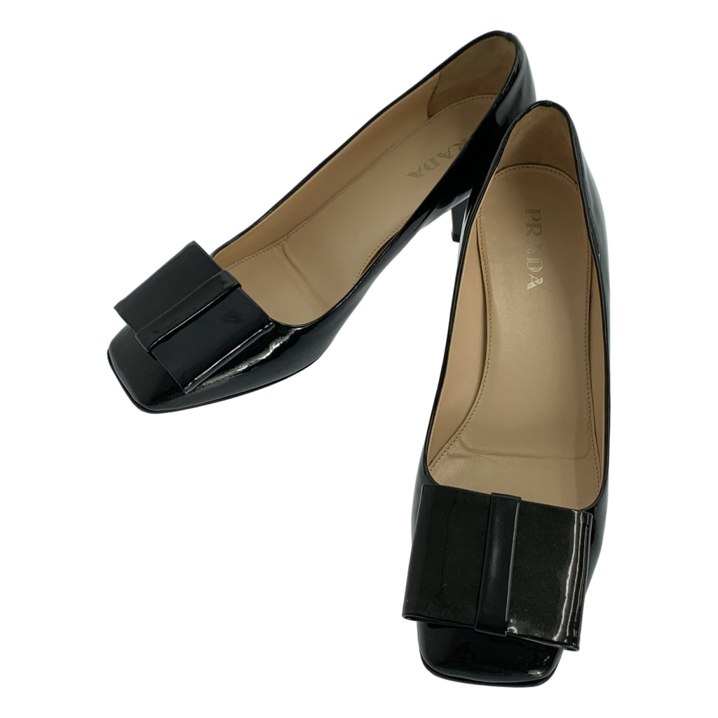 PRADA / プラダ | パテントレザー リボン ヒールパンプス | 36 1/2 | レディース