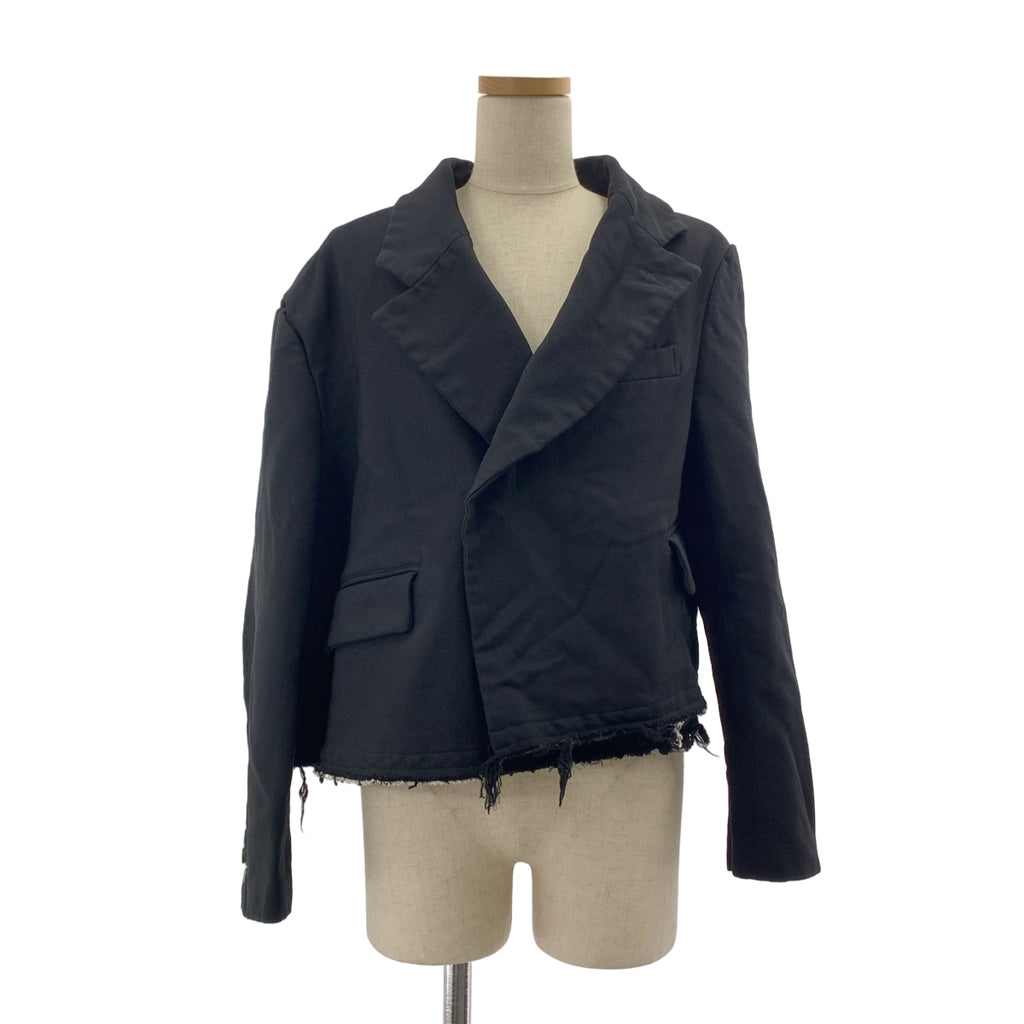 【美品】  COMME des GARCONS / コムデギャルソン | 2023SS | ポリエステル 製品加工 変形 断ち切り シングル オーバー ジャケット | S | ブラック | レディース