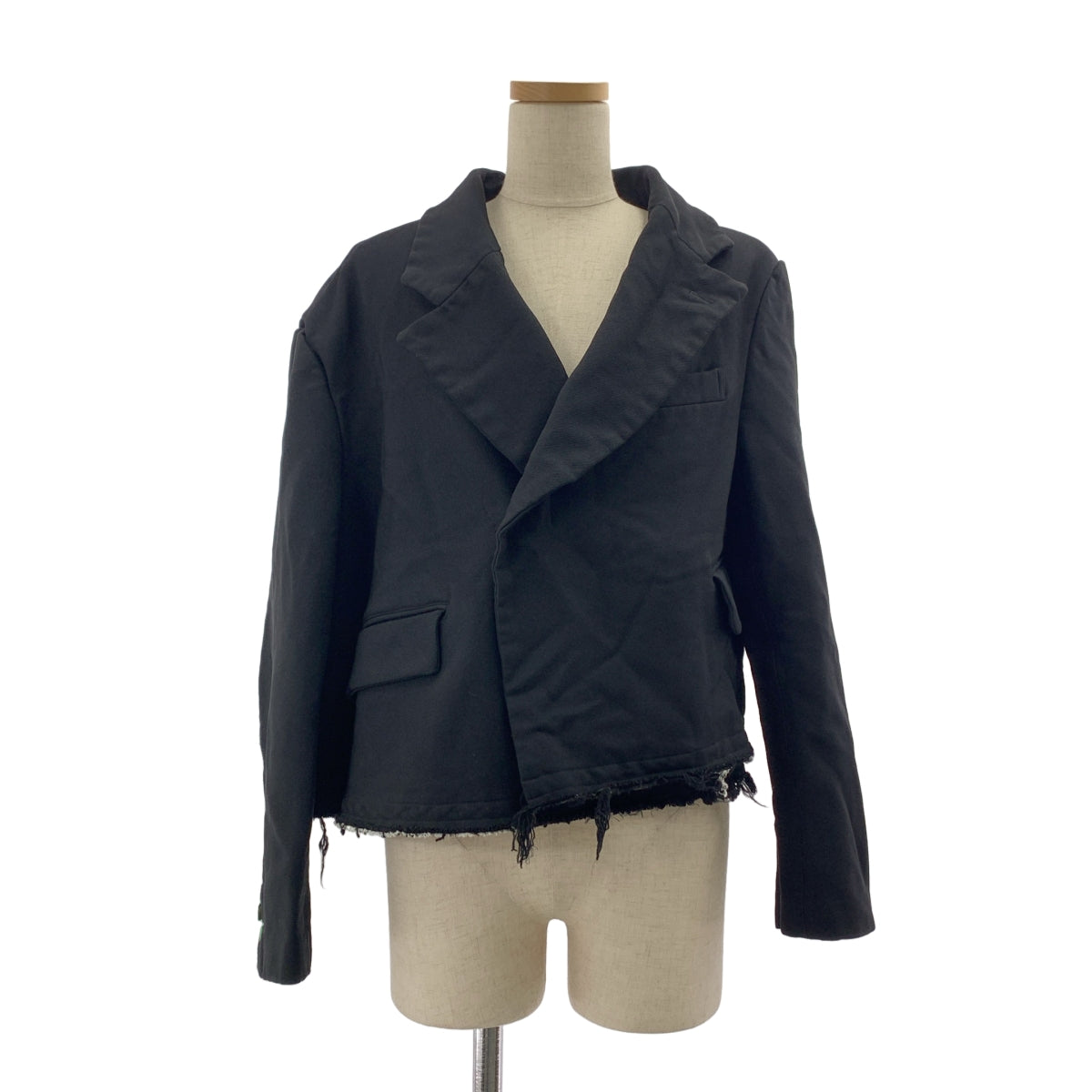 【美品】  COMME des GARCONS / コムデギャルソン | 2023SS | ポリエステル 製品加工 変形 断ち切り シングル オーバー ジャケット | S | ブラック | レディース