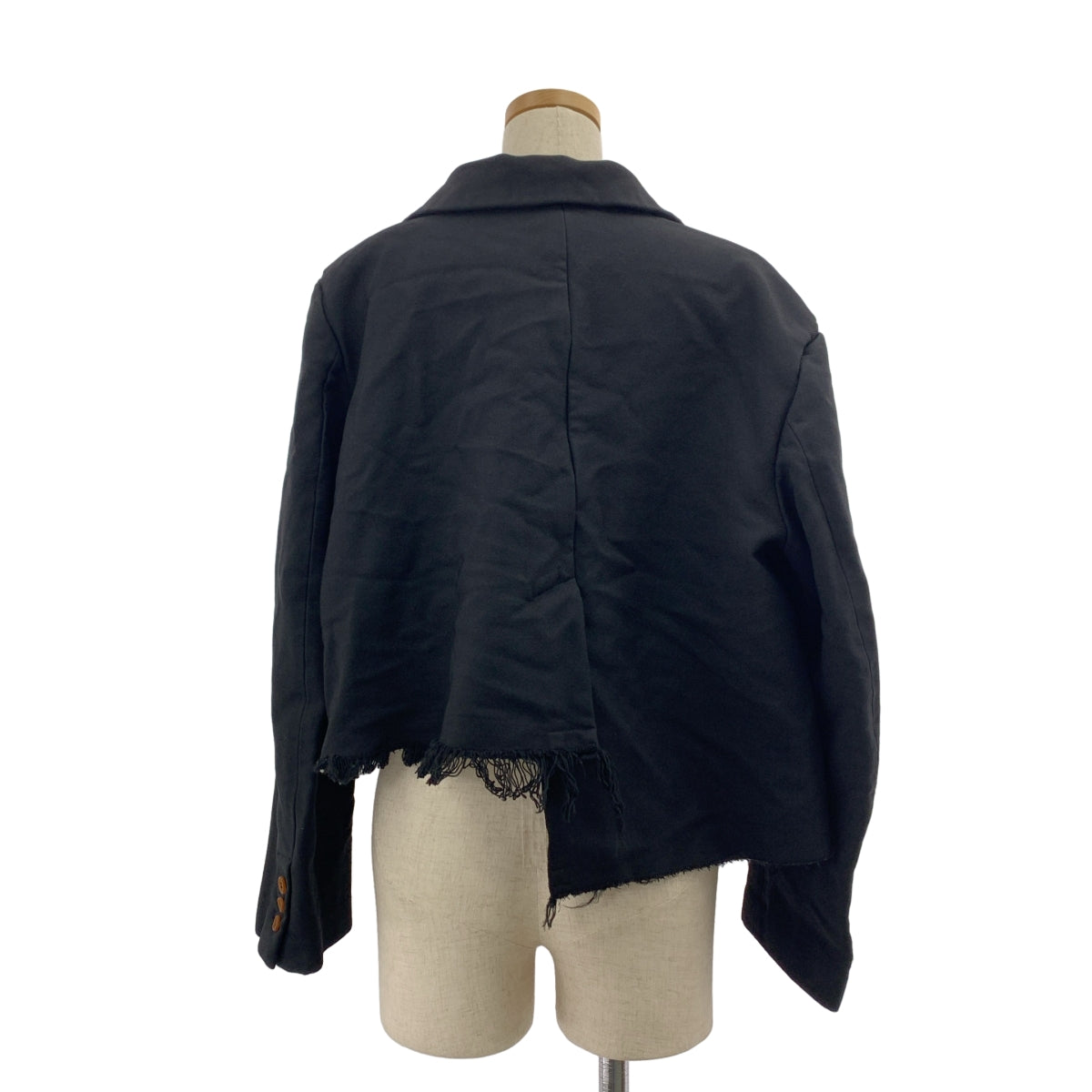 【美品】  COMME des GARCONS / コムデギャルソン | 2023SS | ポリエステル 製品加工 変形 断ち切り シングル オーバー ジャケット | S | ブラック | レディース