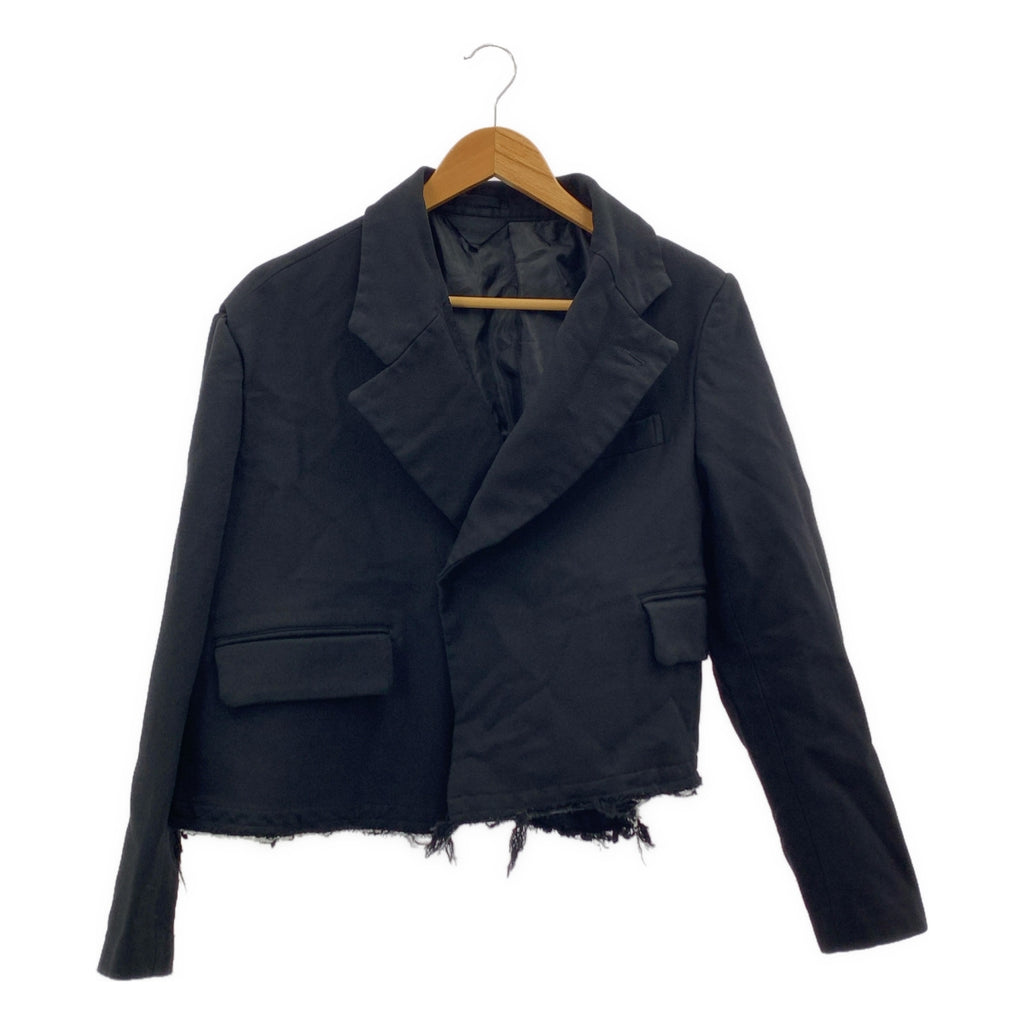 【美品】  COMME des GARCONS / コムデギャルソン | 2023SS | ポリエステル 製品加工 変形 断ち切り シングル オーバー ジャケット | S | ブラック | レディース