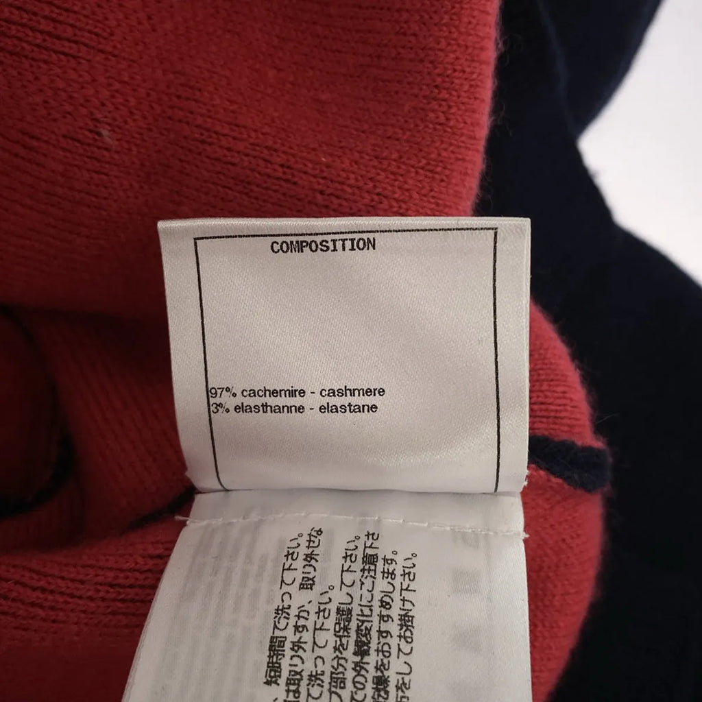 香奈兒 | P70525K / 羊絨 Coco Mark 標誌圓領針織套頭衫 |尺寸 36 |海軍 |女子的