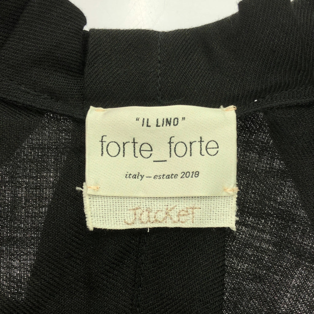 forte_forte / フォルテフォルテ | バックスリット リネン ショート ジャケット | 1 | ブラック | レディース