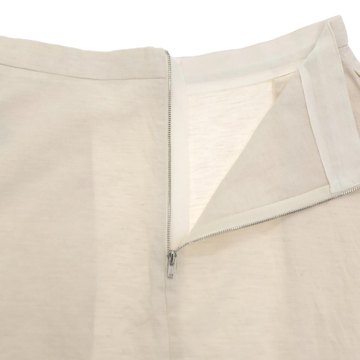 MARGARET HOWELL | Cotton linen back zip flare long skirt | Size 3 | Ivory | Women's