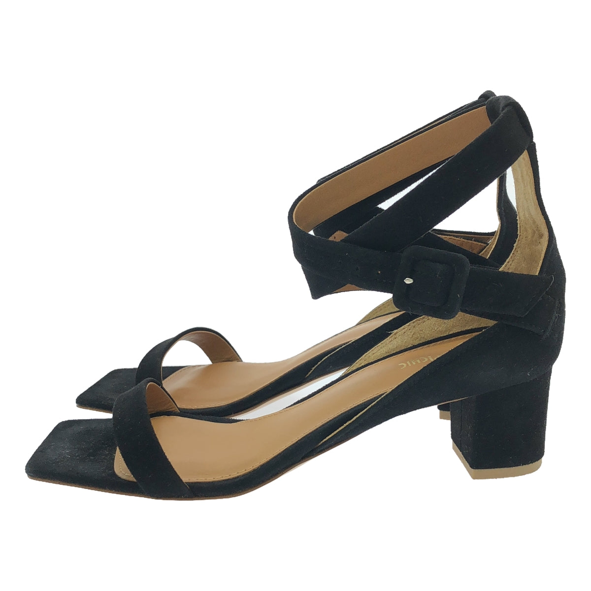 PIPPICHIC | UNITED ARROWS 特別版絨面革踝交叉帶涼鞋 | 35 1/2 |黑色 |女性的