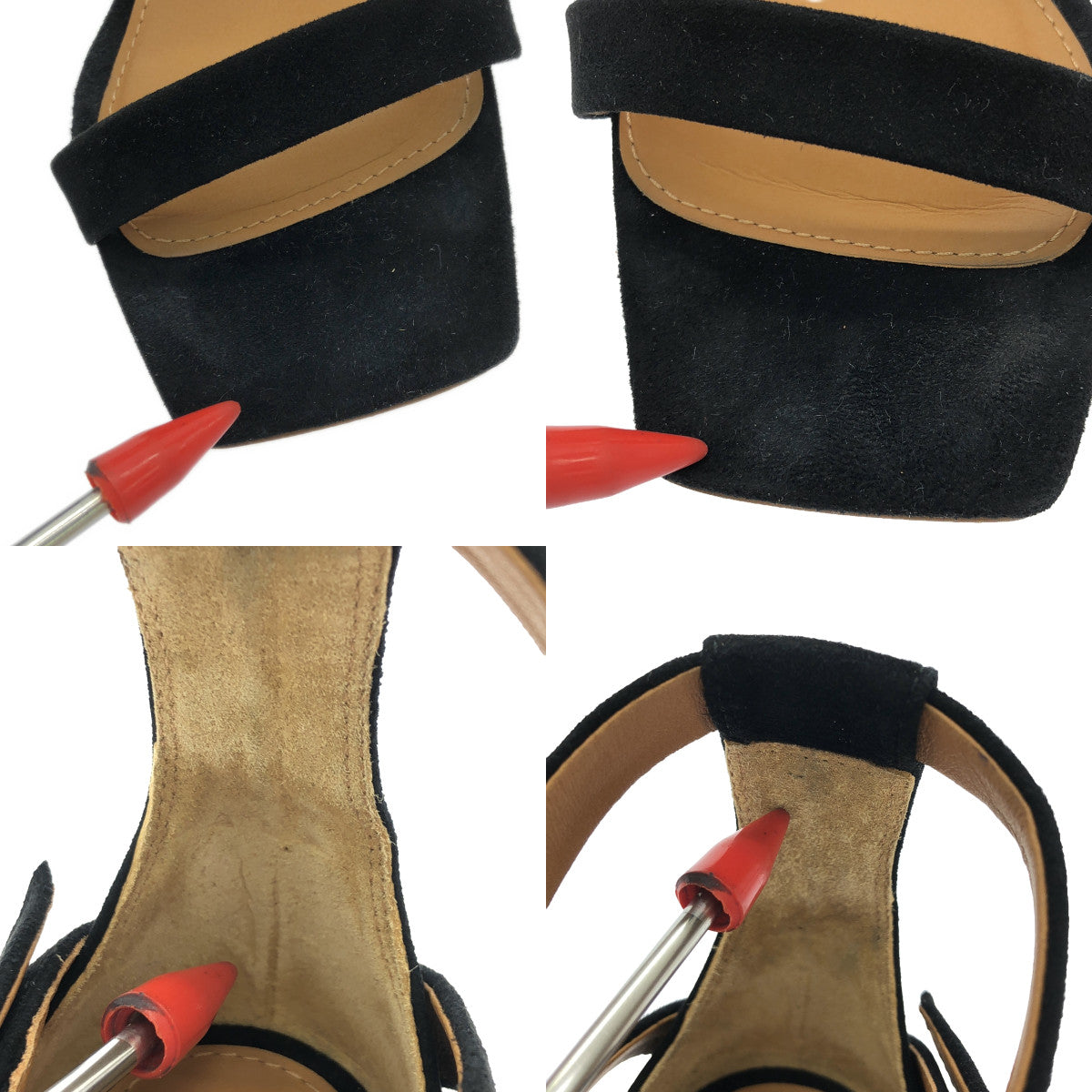 PIPPICHIC / ピッピシック | UNITED ARROWS 別注 スウェード アンクルクロス ストラップ サンダル | 35 1/2 | ブラック | レディース