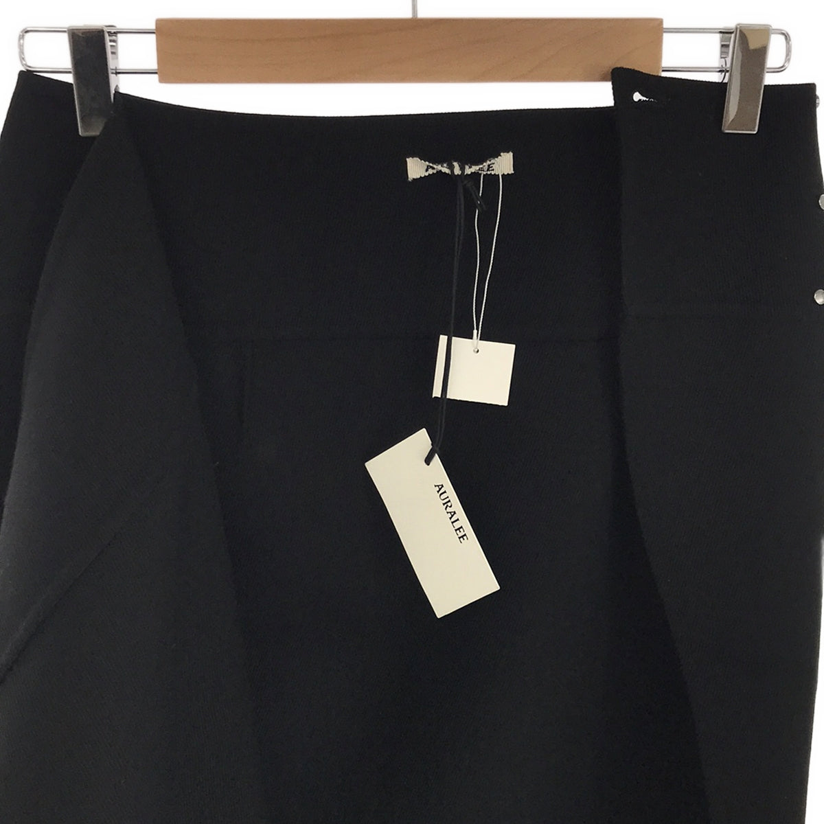 【신품】 AURALEE / 오라리 | 2023AW | DOUBLE CLOTH HARD TWIST CARSEY HAND SEWN SKIRT 스커트 | 2 | 블랙 | 여성