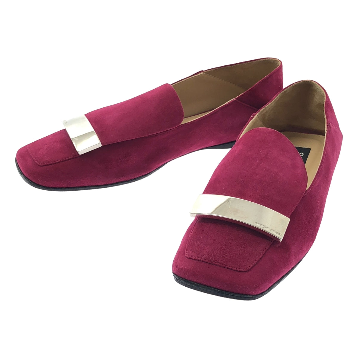 【美品】  sergio rossi / セルジオロッシ | SR1 Slipper スウェードレザー スクエアトゥ フラットシューズ | 36 1/2 | ワインレッド | レディース