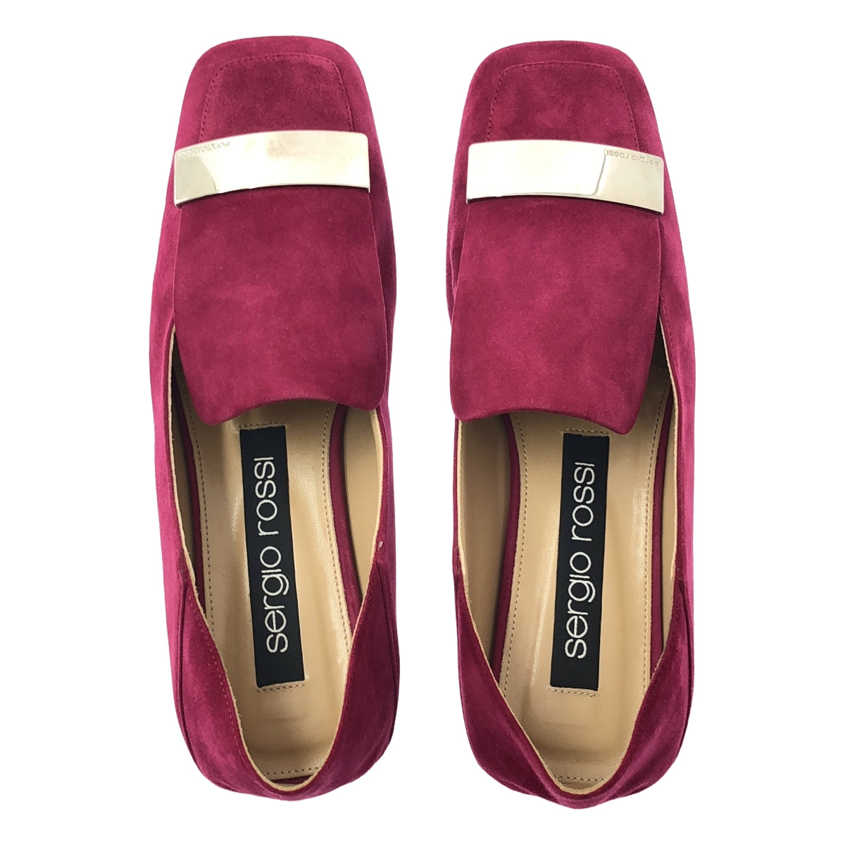 【美品】  sergio rossi / セルジオロッシ | SR1 Slipper スウェードレザー スクエアトゥ フラットシューズ | 36 1/2 | ワインレッド | レディース