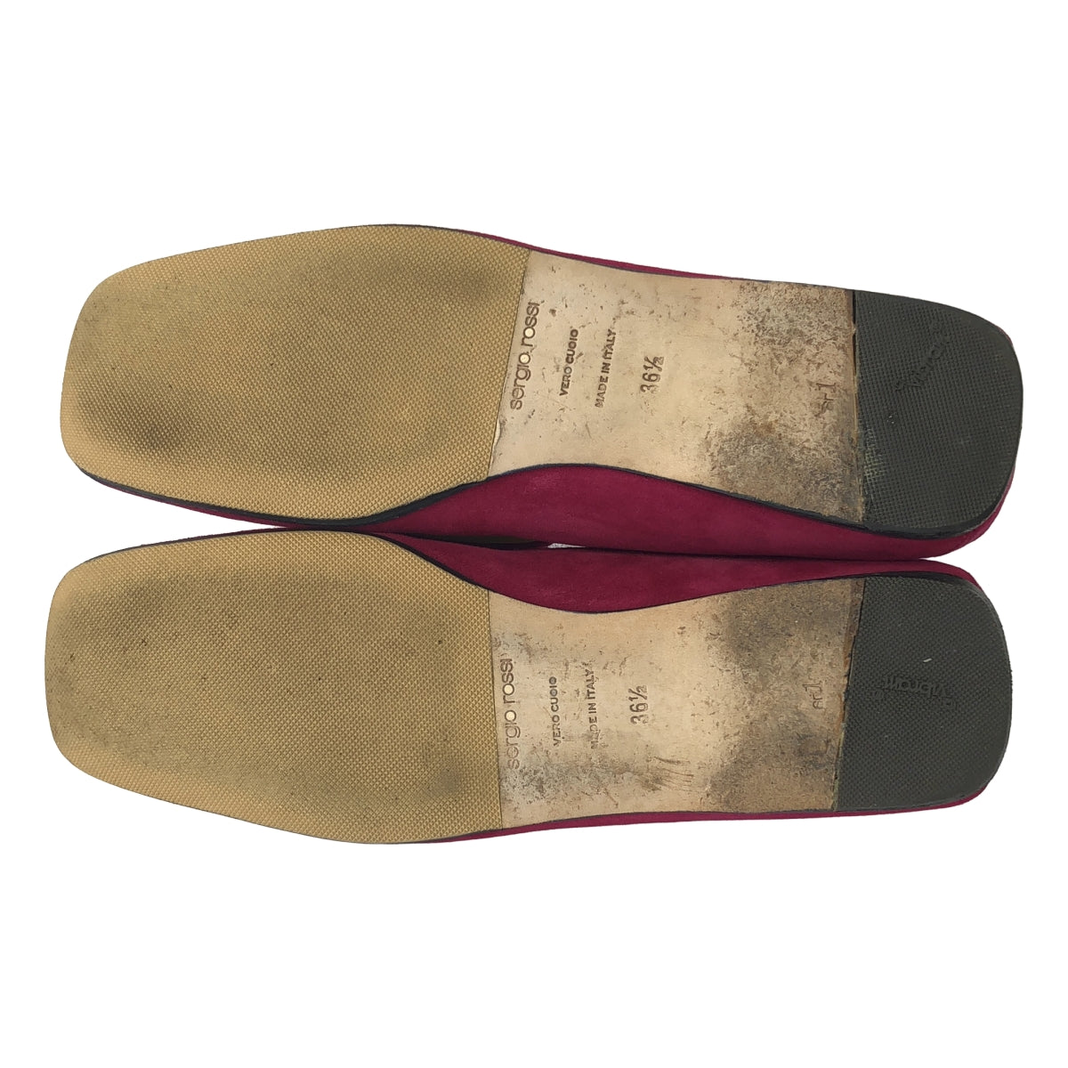 [品相良好] sergio rossi / 塞喬·羅西 | SR1 拖鞋 絨面革方頭平底鞋 | 36 1/2 | 酒紅色 | 女款