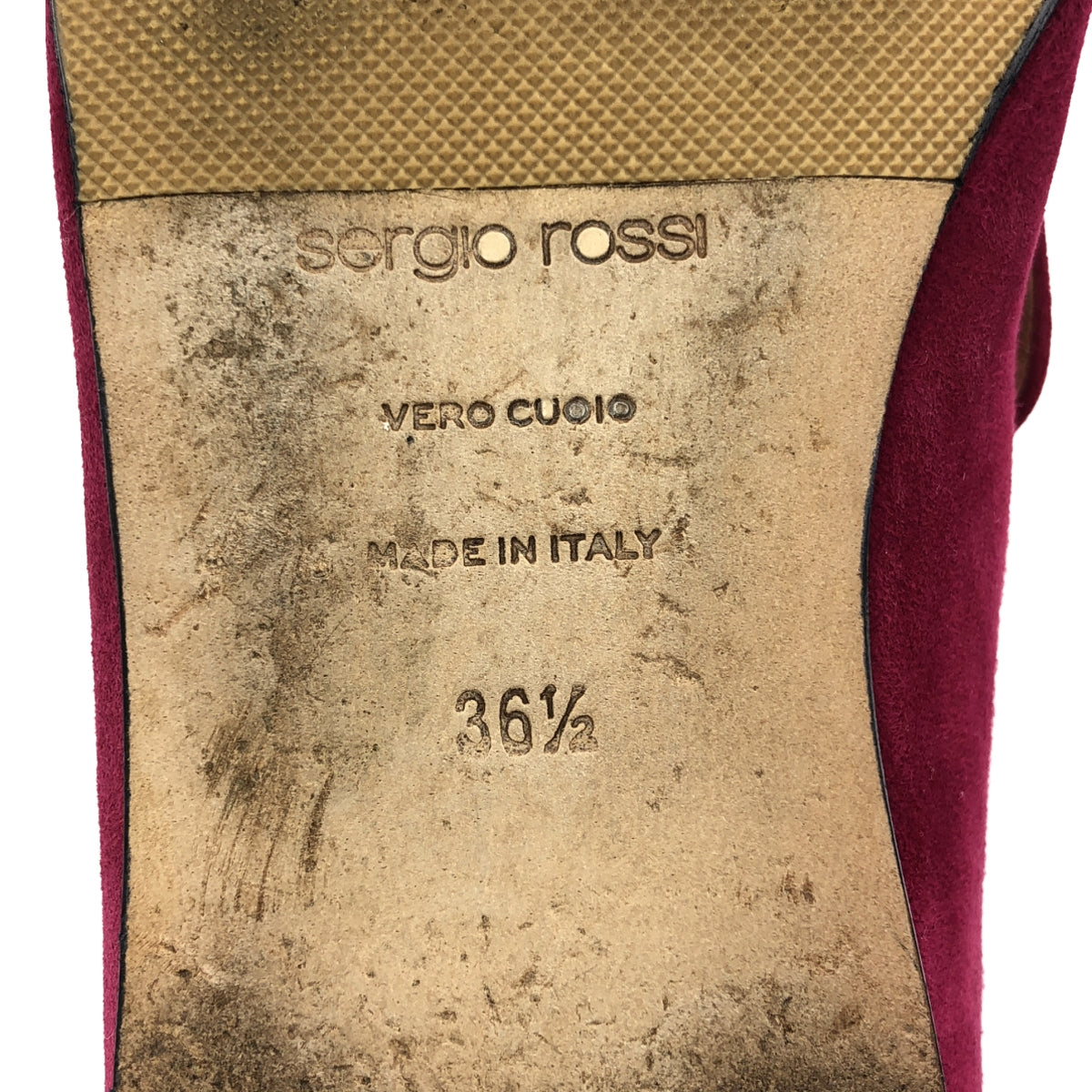 【미품】 sergio rossi / 세르지오로시 | SR1 Slipper 스웨이드 가죽 스퀘어 투 플랫 슈즈 | 36 1/2 | 와인 레드 | 여성