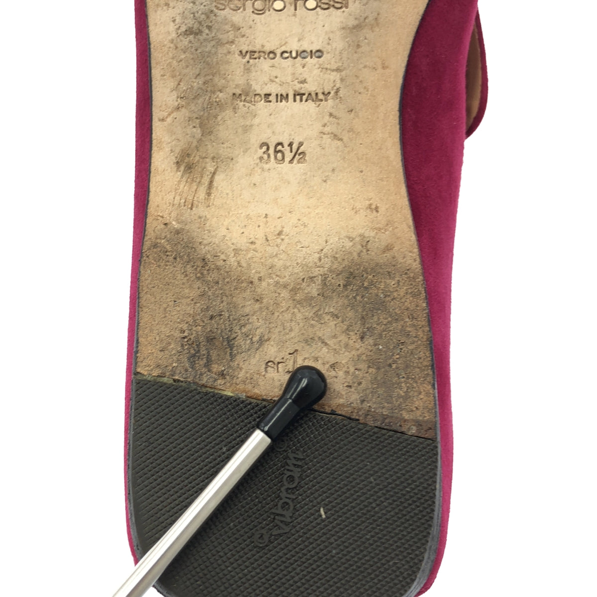 【미품】 sergio rossi / 세르지오로시 | SR1 Slipper 스웨이드 가죽 스퀘어 투 플랫 슈즈 | 36 1/2 | 와인 레드 | 여성