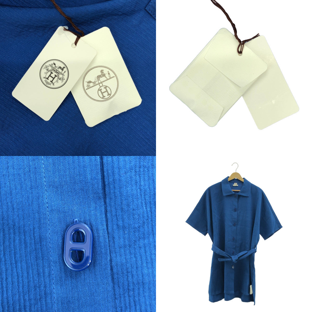 [狀況極佳] 愛馬仕 | 束帶 Chaine d'Ancre 開衩外衣 | 尺寸 36 | 藍色 | 女款