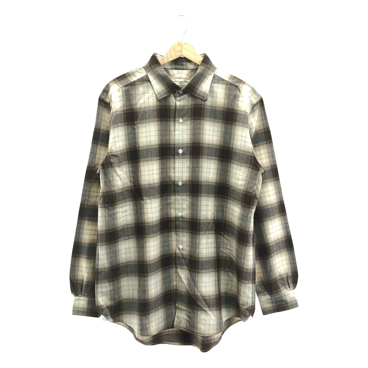 【美品】  Aquellos Ojos Verdes BISHU / アケヨスオホスベルデスビシュウ | Wool Ombre Wide collar shirts / オンブレ チェック シャツ | 4 | ブラウン系 | メンズ