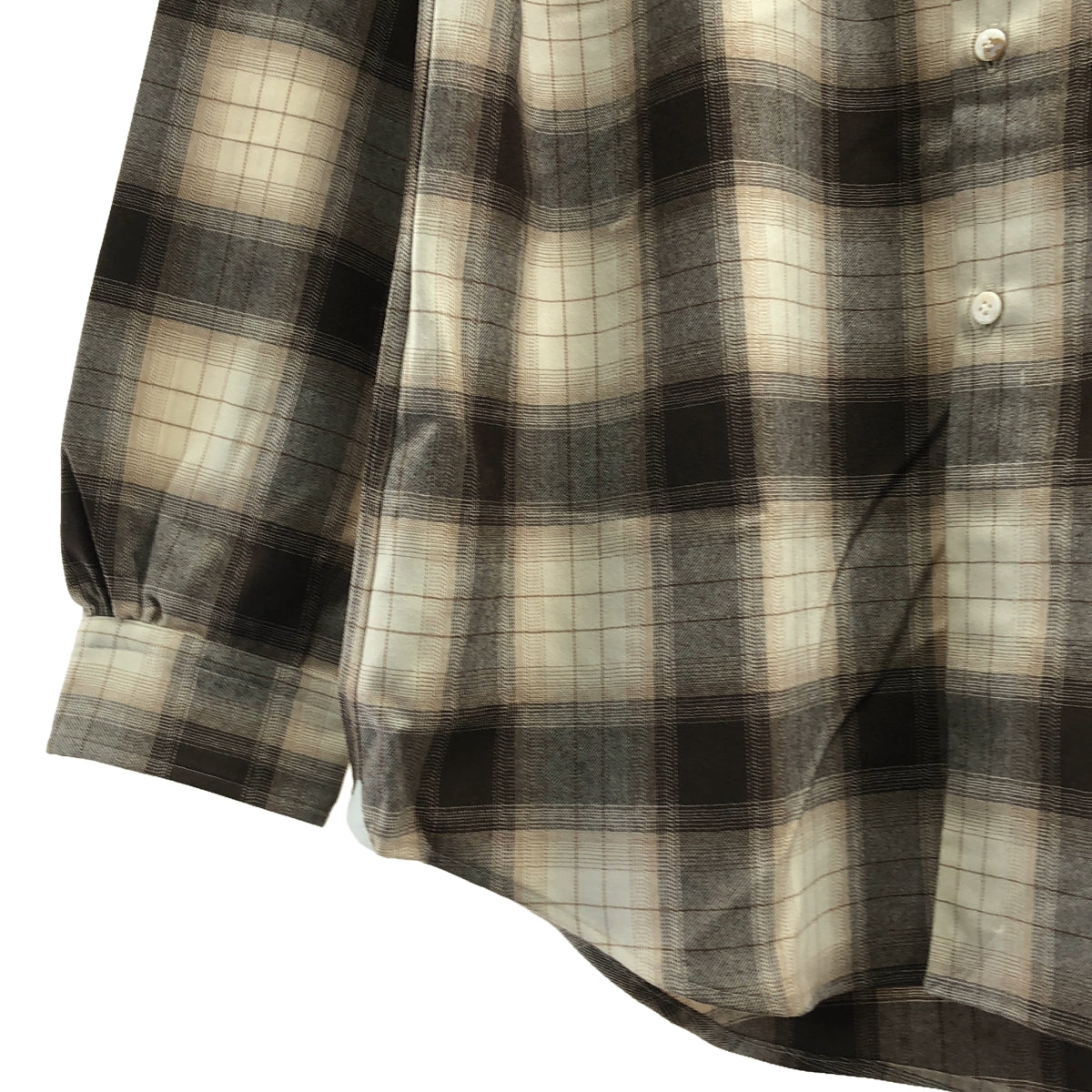 【美品】  Aquellos Ojos Verdes BISHU / アケヨスオホスベルデスビシュウ | Wool Ombre Wide collar shirts / オンブレ チェック シャツ | 4 | ブラウン系 | メンズ