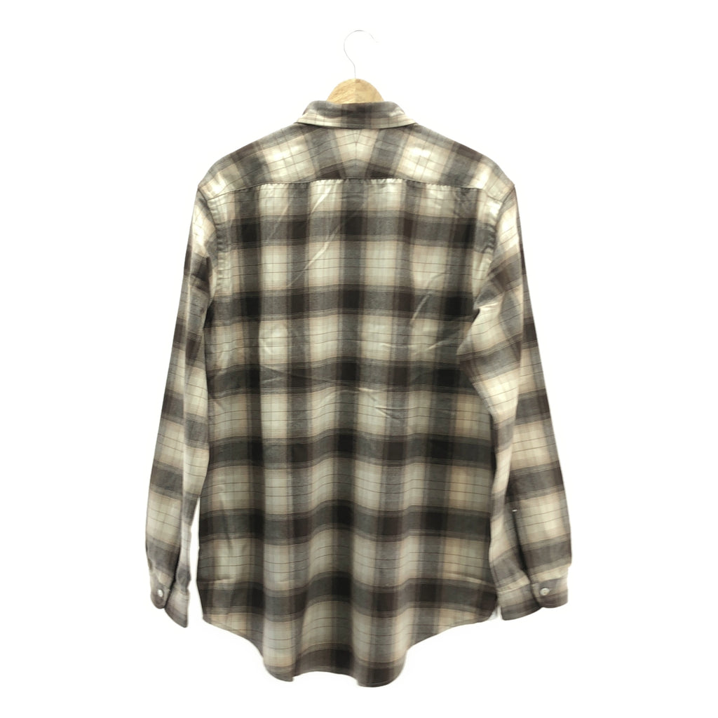 【美品】  Aquellos Ojos Verdes BISHU / アケヨスオホスベルデスビシュウ | Wool Ombre Wide collar shirts / オンブレ チェック シャツ | 4 | ブラウン系 | メンズ