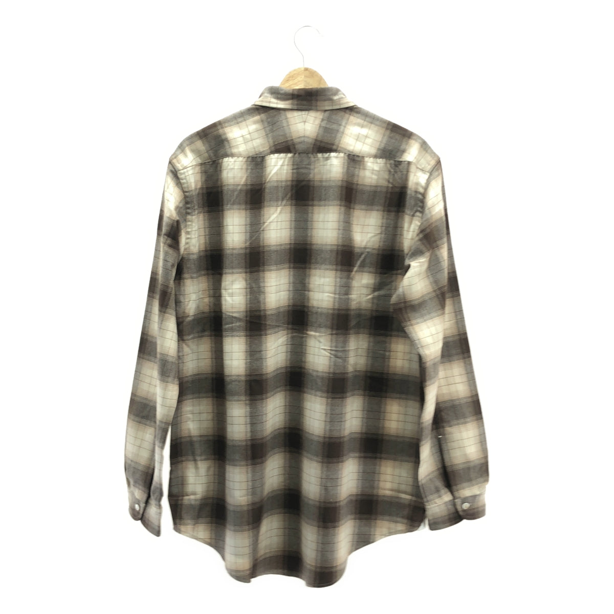 【美品】  Aquellos Ojos Verdes BISHU / アケヨスオホスベルデスビシュウ | Wool Ombre Wide collar shirts / オンブレ チェック シャツ | 4 | ブラウン系 | メンズ