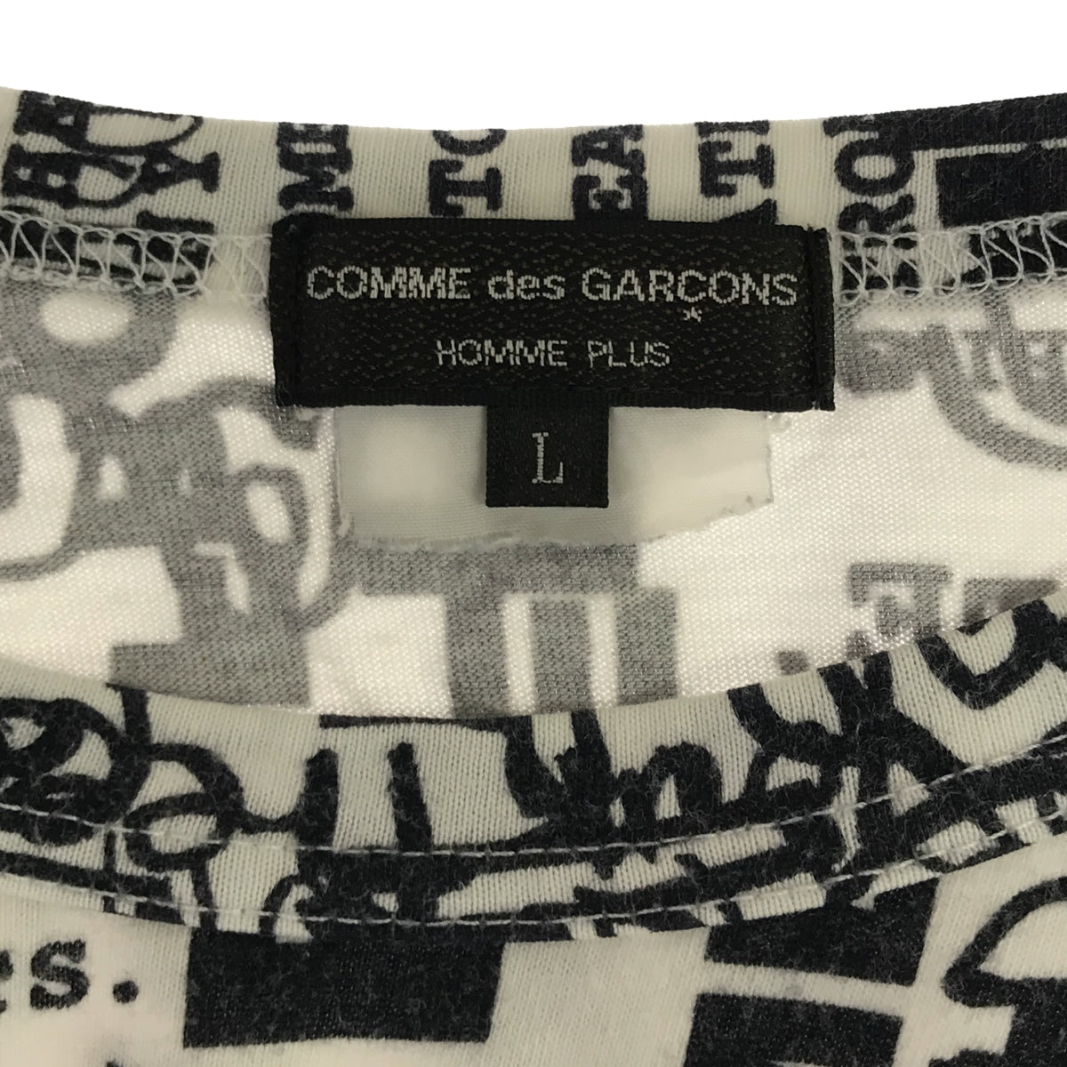 COMME des GARCONS HOMME PLUS / 콤데 갤슨 옴플루스 | 인쇄 총 로고 크루넥 컷소우 | L | 남성