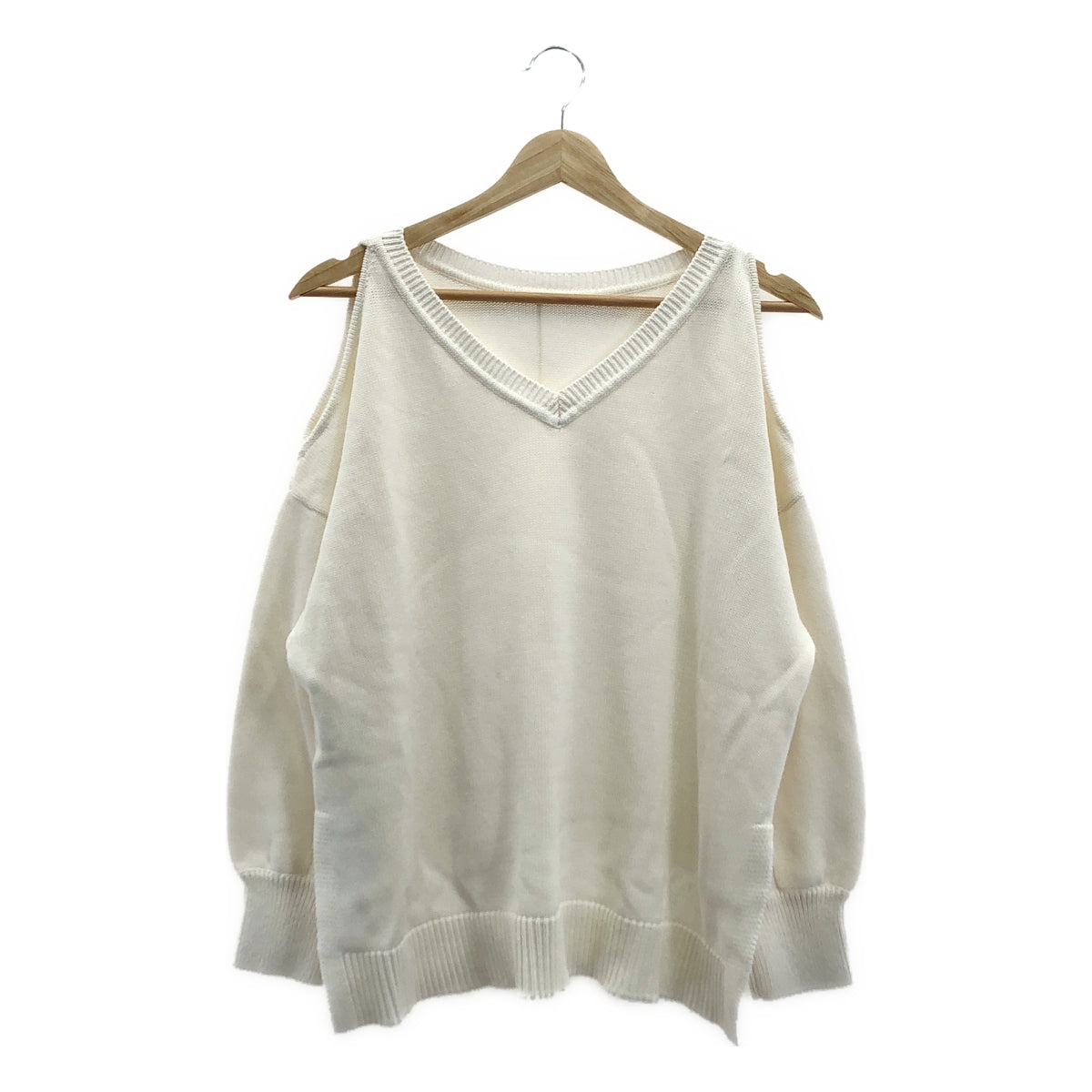 【美品】  Diagram GRACE CONTINENTAL / ダイアグラム | コットン カットアウト スリット ニット プルオーバー | 36 | ホワイト | レディース