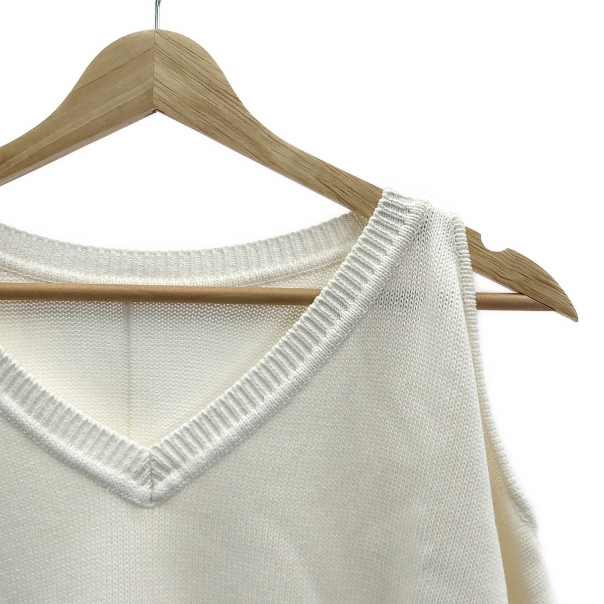 【美品】  Diagram GRACE CONTINENTAL / ダイアグラム | コットン カットアウト スリット ニット プルオーバー | 36 | ホワイト | レディース