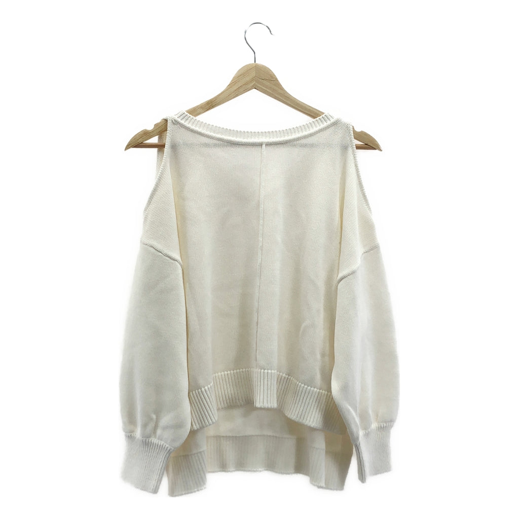 【美品】  Diagram GRACE CONTINENTAL / ダイアグラム | コットン カットアウト スリット ニット プルオーバー | 36 | ホワイト | レディース