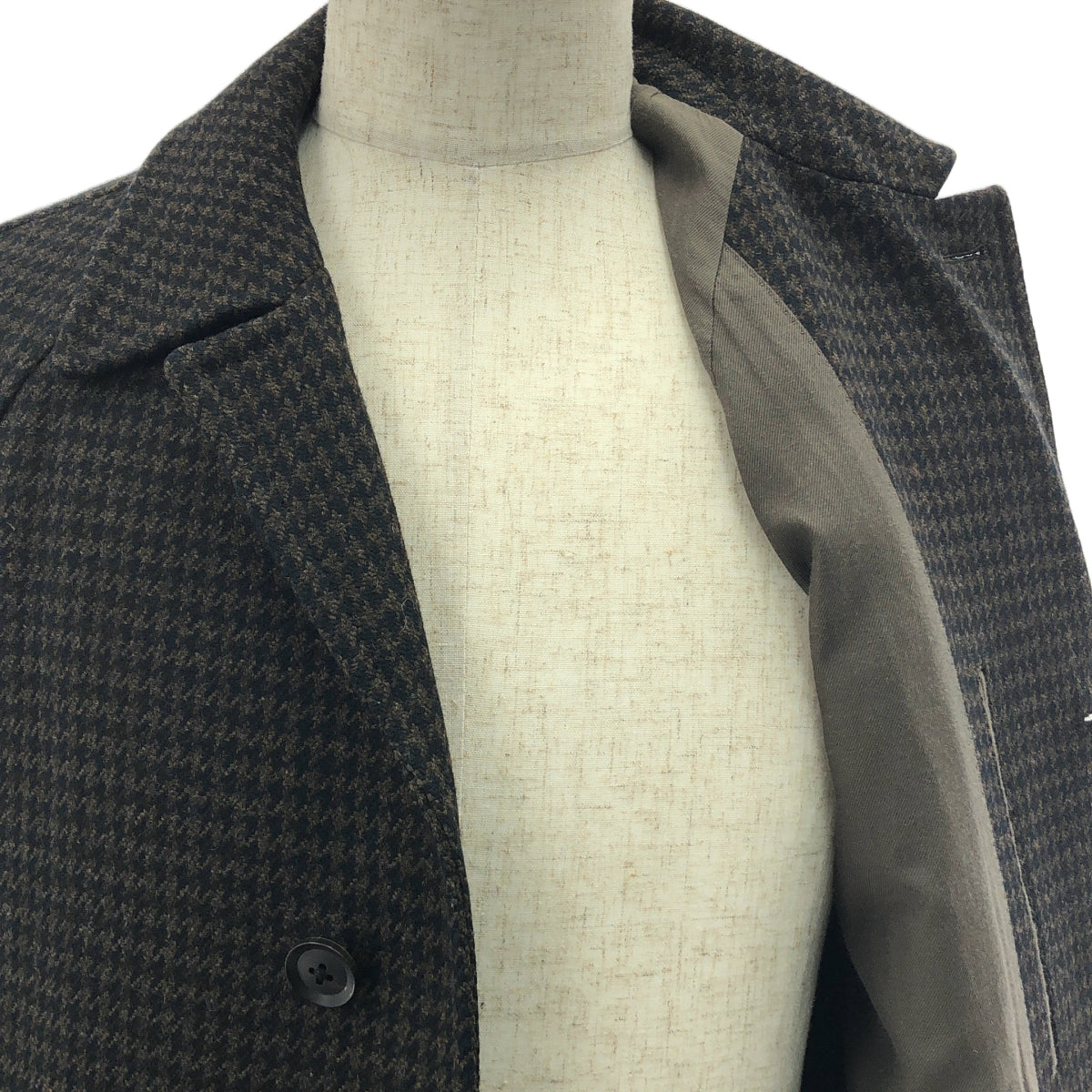 RING JACKET / リングジャケット | ハウンドトゥース ウール チェスターコート | 50 | ブラウン / ブラック | メンズ