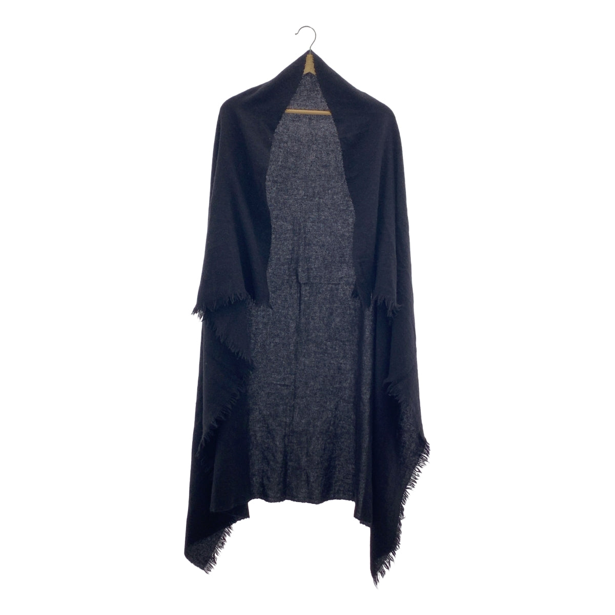 [狀況極佳] Destin | NUVOLA QUADRA 羊絨流蘇大披肩 | 黑色