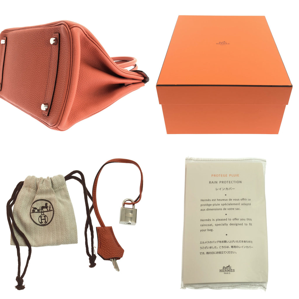 HERMES / 헤르메스 | 버킨 30 토고 가죽 핸드백 X 각인 / 실버 브래킷 |