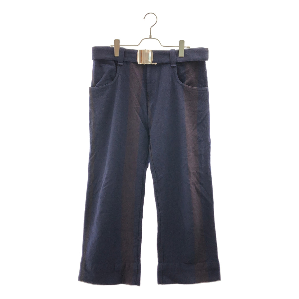 Yohji Yamamoto FEMME | 羊毛扭結腰帶條紋寬褲 | 2碼 | 女款