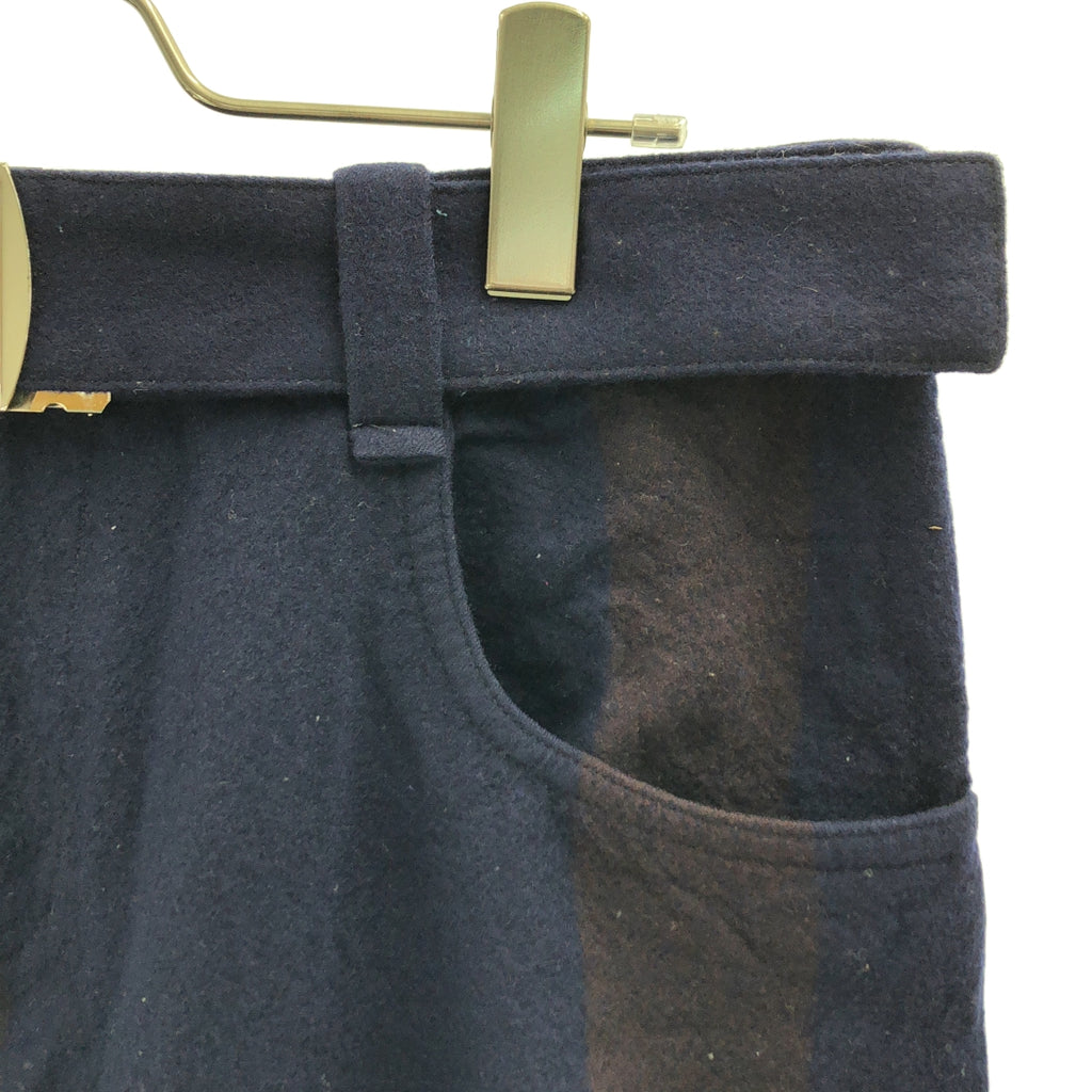 Yohji Yamamoto FEMME | 羊毛扭結腰帶條紋寬褲 | 2碼 | 女款