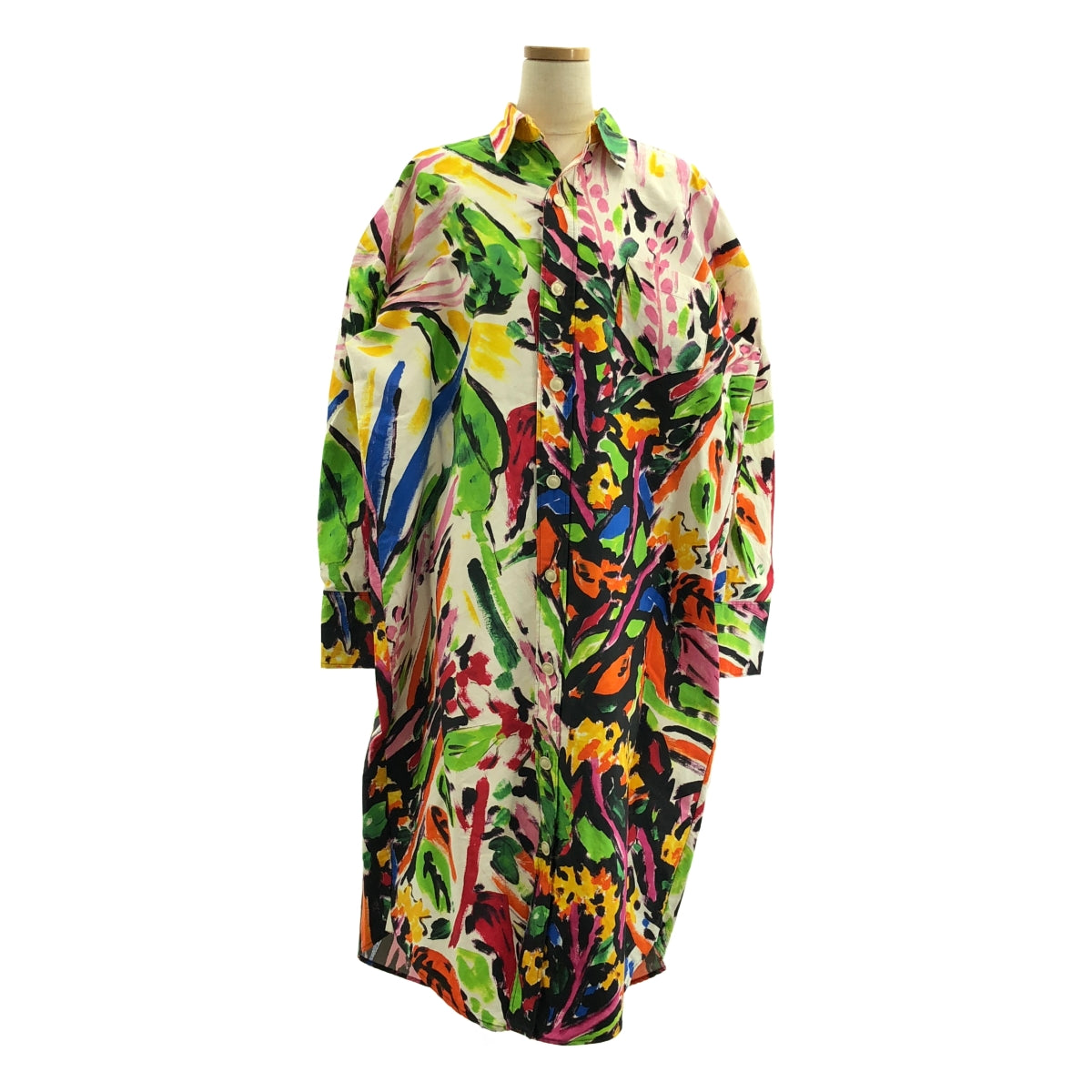 MARNI / 마르니 | 2020SS | 총 무늬 오버 실루엣 컷오프 셔츠 원피스 | 38 | 여성