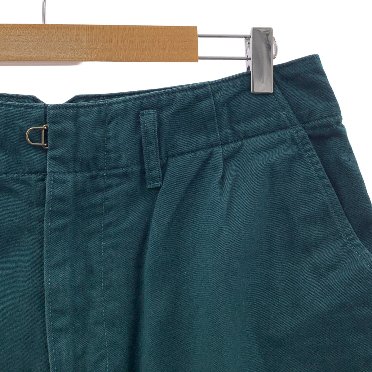 kolor | 褶皺褲 | 棉質斜紋布褶皺寬褲 | 2碼 | 綠色 | 男款