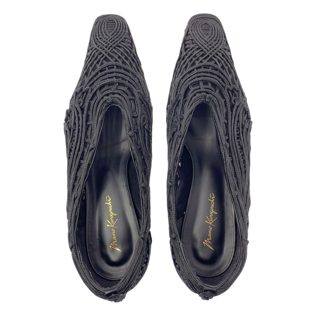 Mame Kurogouchi / マメクロゴウチ | 2023SS | Cord Embroidery Egg Heel Pumps / エンブロイダリー フラットシューズ | 22 1/2 | レディース