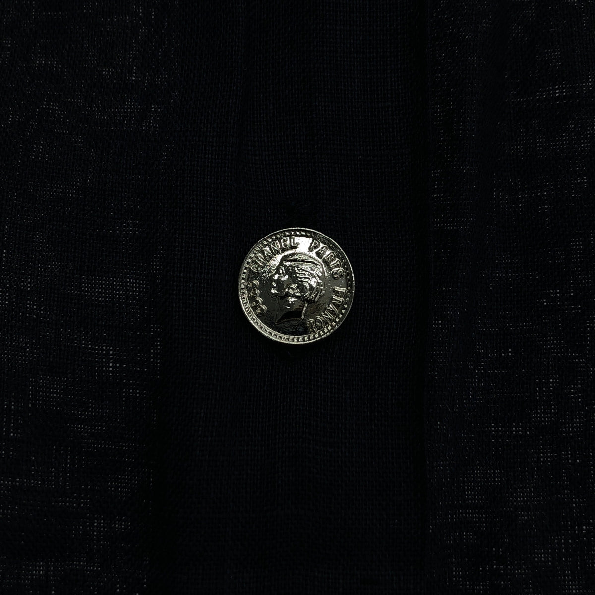 香奈兒 | Coco Mark 紐帶亞麻褶皺​​超大襯衫 | 海軍藍 | 女款