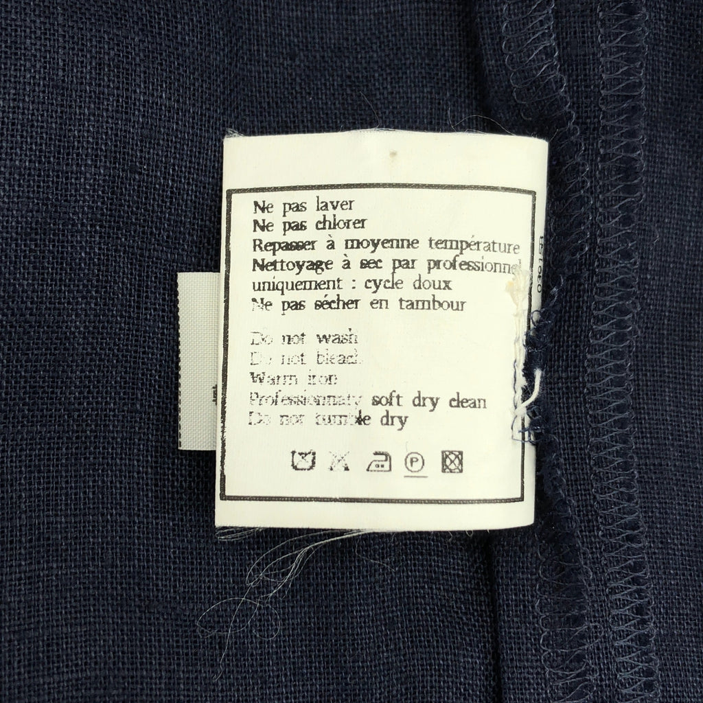 CHANEL / シャネル | ココマークボタン リネン ギャザーオーバーサイズ シャツ | ネイビー | レディース