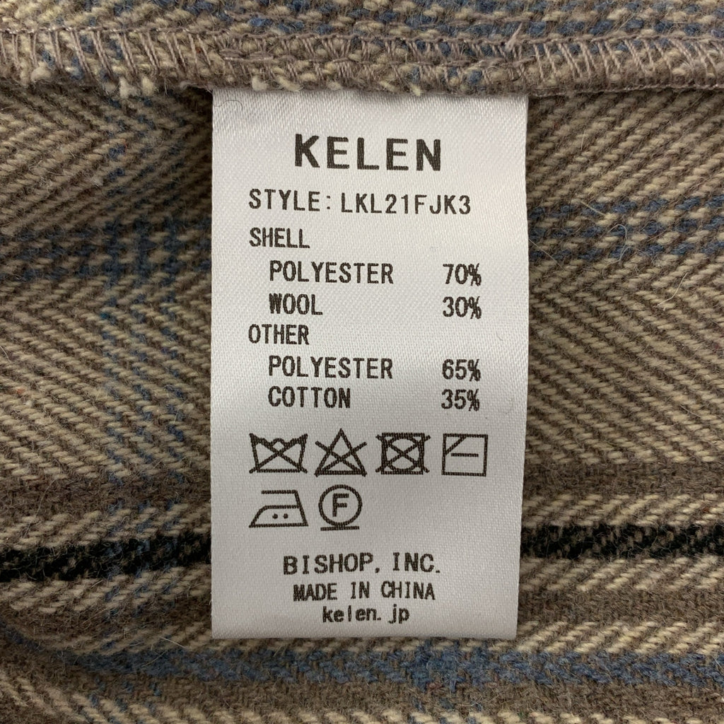 Kelen / ケレン | OVER SHIRT COAT ウール混 チェック シャツ コート | M | レディース
