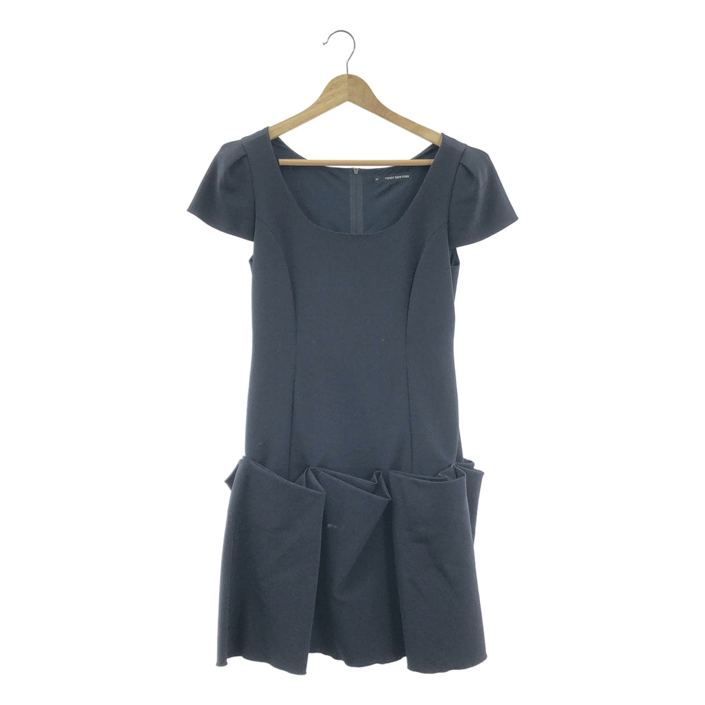 【美品】  FOXEY NEW YORK / フォクシーニューヨーク | フレンチスリーブ ポリエステル ワンピース | 38 | ネイビー | レディース