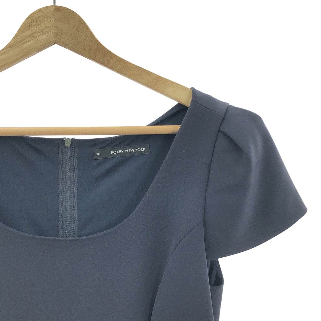 【美品】  FOXEY NEW YORK / フォクシーニューヨーク | フレンチスリーブ ポリエステル ワンピース | 38 | ネイビー | レディース