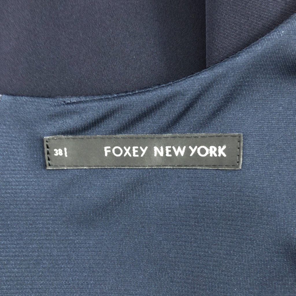 【美品】  FOXEY NEW YORK / フォクシーニューヨーク | フレンチスリーブ ポリエステル ワンピース | 38 | ネイビー | レディース