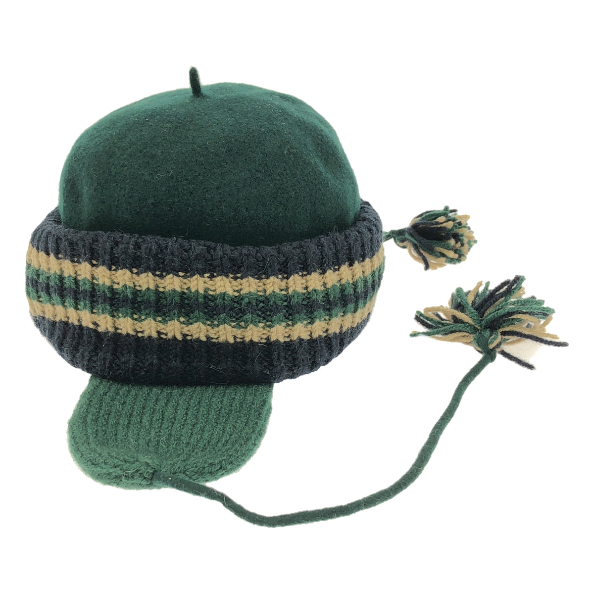 [狀況良好] 覆蓋 |羊毛針織帽 / 男女通用 | 58 |綠色/海軍藍|男士