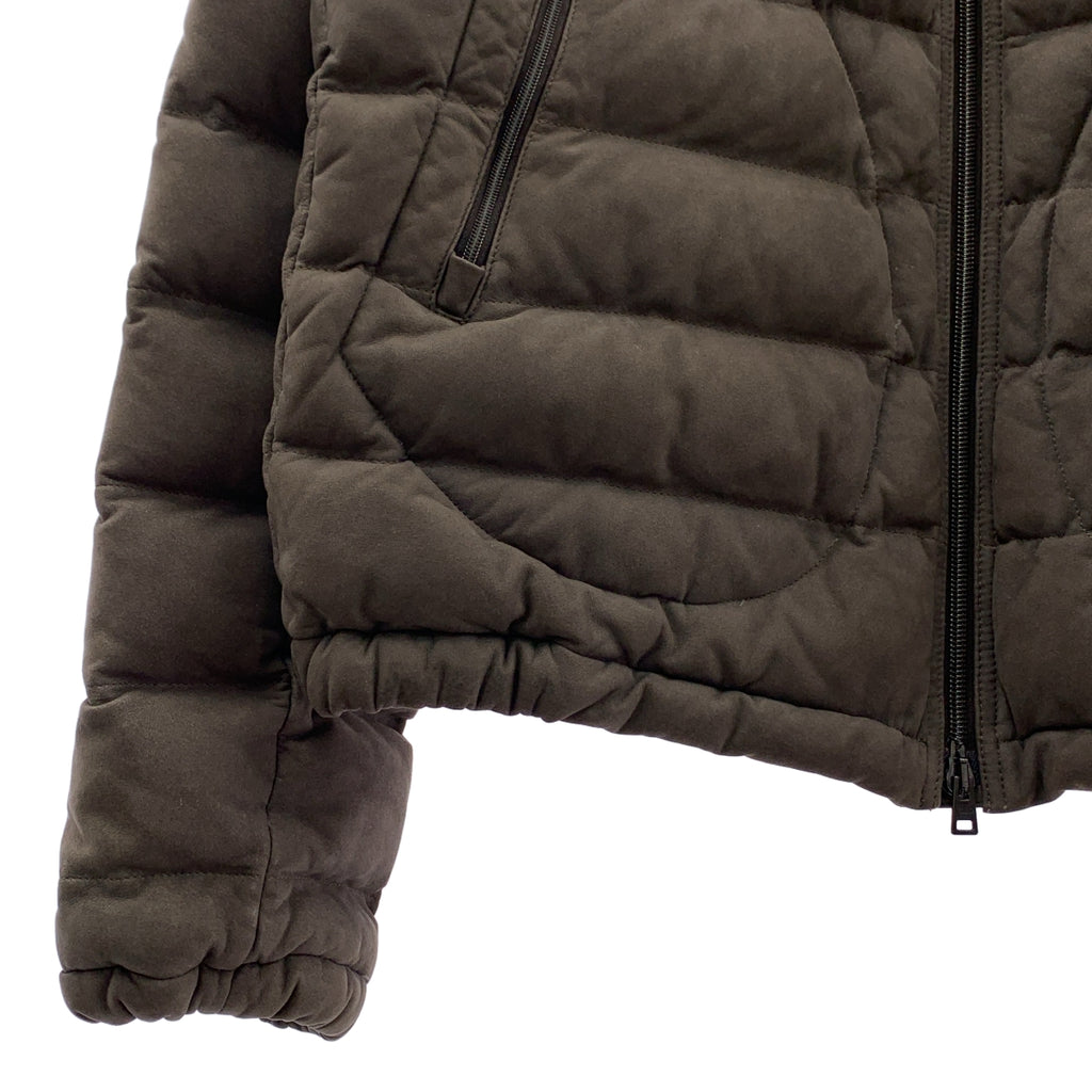 【美品】  HERNO / ヘルノ | 羊革 ロゴジップ ダウンジャケット フーディ / 総裏地 | 46 | ダークブラウン | メンズ