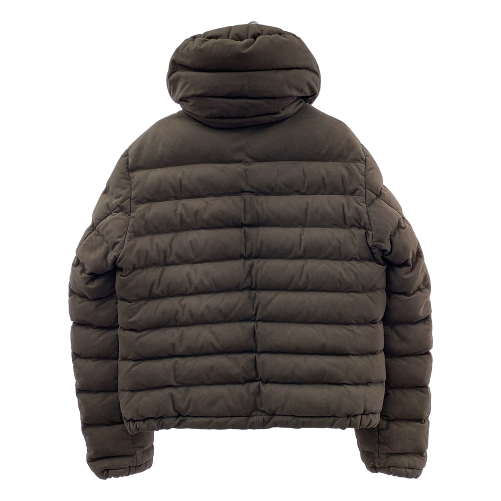 【美品】  HERNO / ヘルノ | 羊革 ロゴジップ ダウンジャケット フーディ / 総裏地 | 46 | ダークブラウン | メンズ