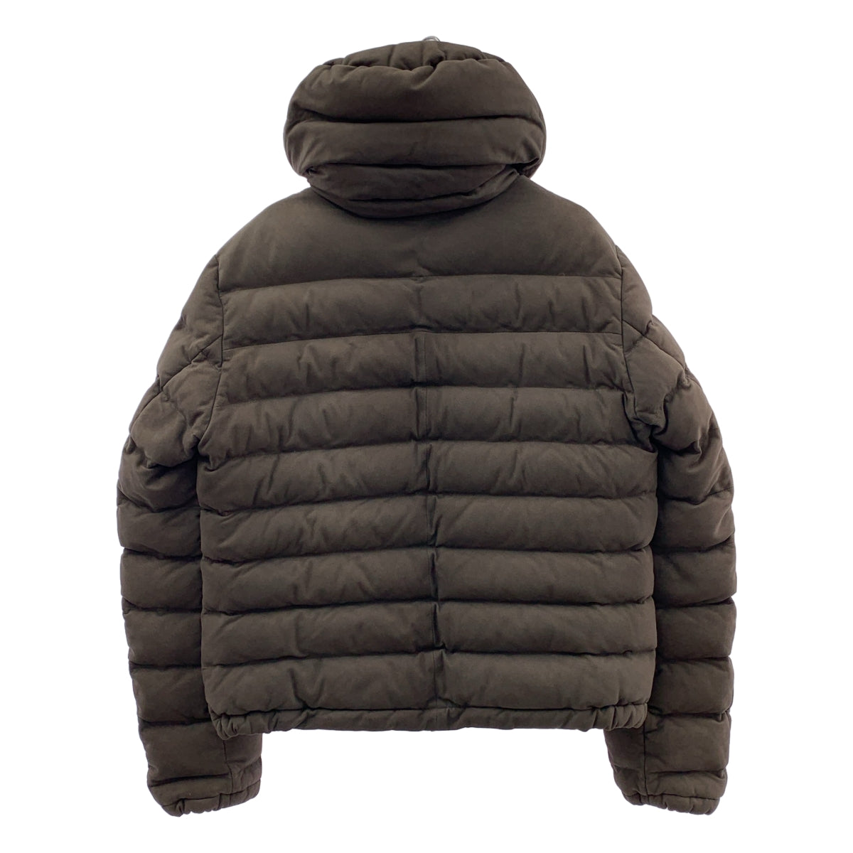 【美品】  HERNO / ヘルノ | 羊革 ロゴジップ ダウンジャケット フーディ / 総裏地 | 46 | ダークブラウン | メンズ