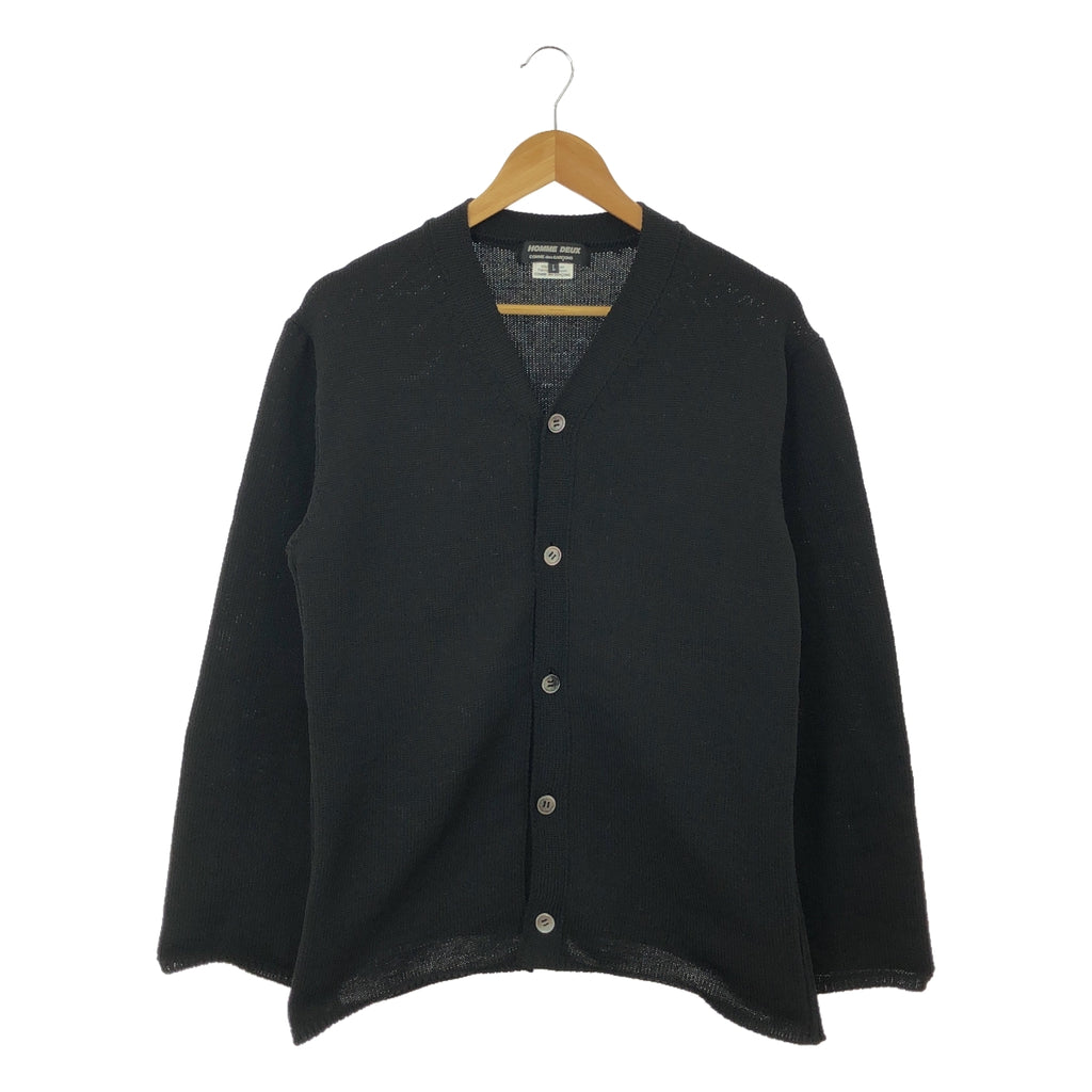 [品相良好] COMME des GARCONS HOMME DEUX |聚酯側拉鍊V領針織開襟衫 | L |黑色 |男士