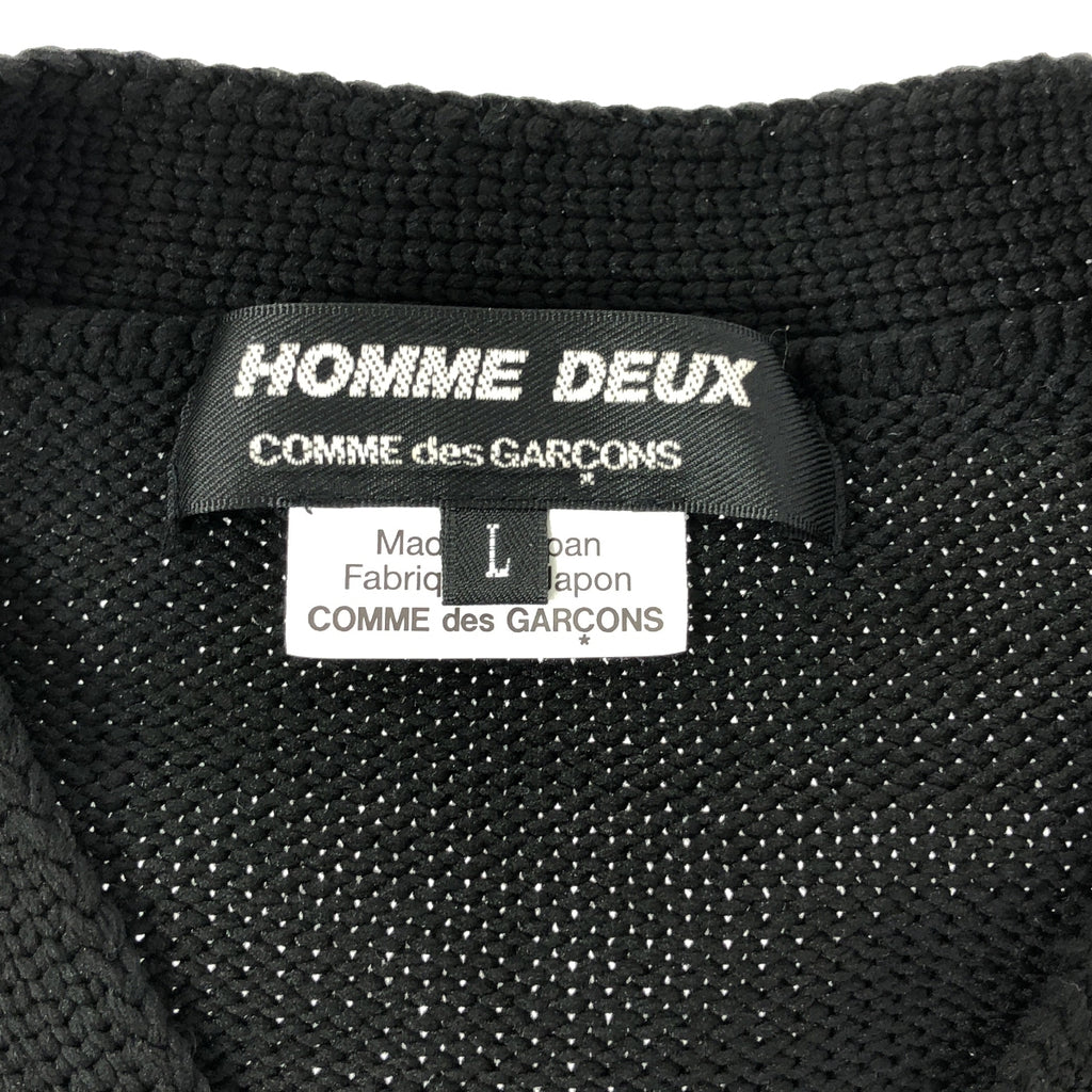 [品相良好] COMME des GARCONS HOMME DEUX |聚酯側拉鍊V領針織開襟衫 | L |黑色 |男士