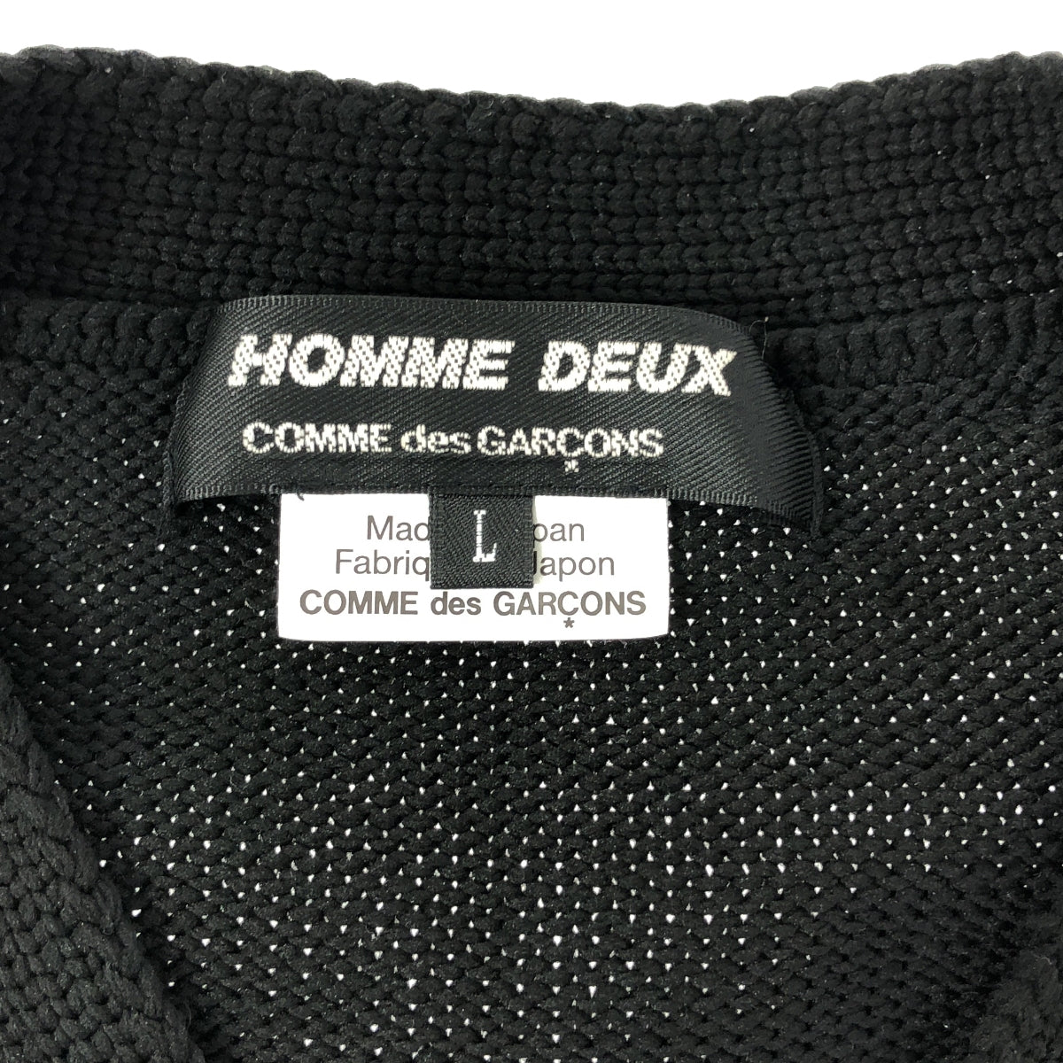 【미품】 COMME des GARCONS HOMME DEUX / 콤데 갤슨 옴두 | 폴리 에스테르 사이드 지퍼 V 넥 니트 카디건 | L | 블랙 | 남성